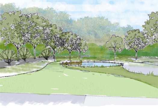 Country garden design in Sussex with water feature