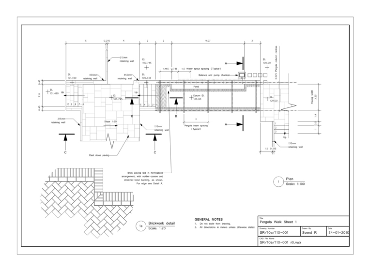 Pergola Construction Detail Drawing of A